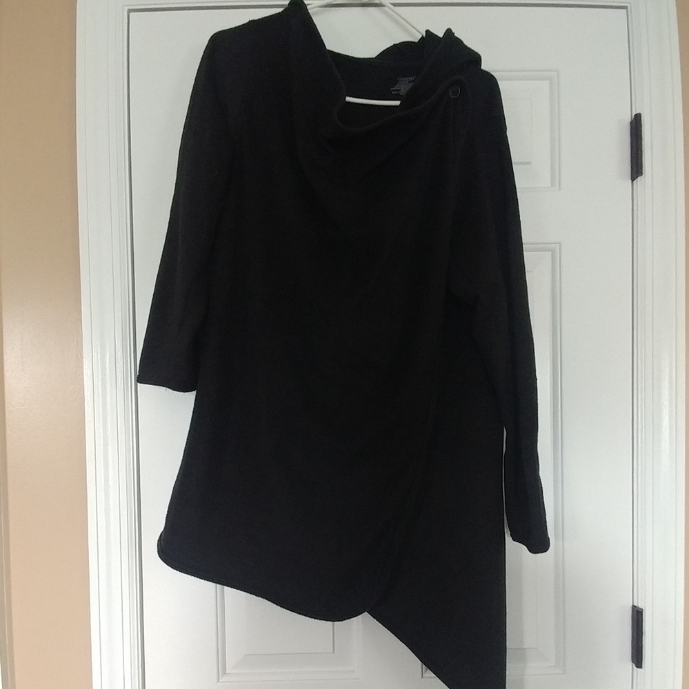 L/XL Fleece Hooded Open Cardigan